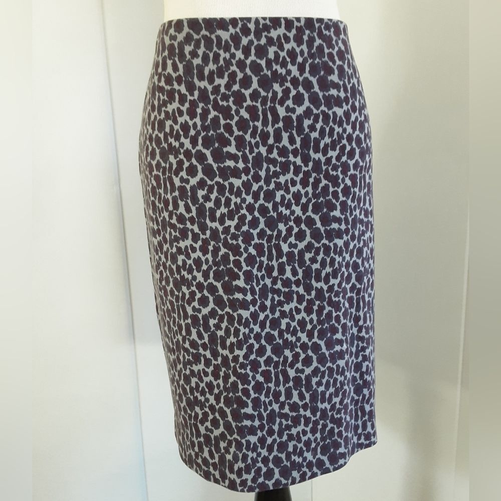 TALBOTS Gray Burgundy Animal Print Pencil Skirt Sz P10